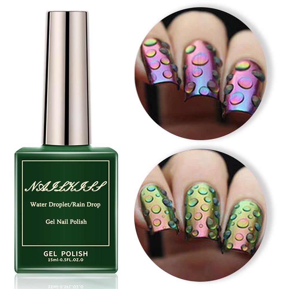 NAILKISS cured nail with glossy domed droplets demonstrating long-lasting finish