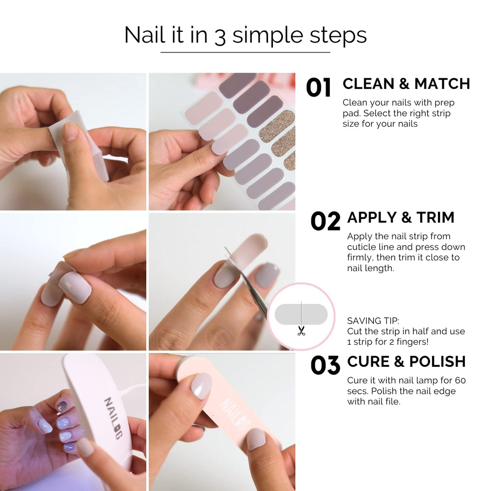 NAILOG extra-long 31mm wraps on hand illustrating full coverage and length benefit