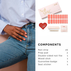 NAILOG nail file and two wipes included for clean prep and easy removal