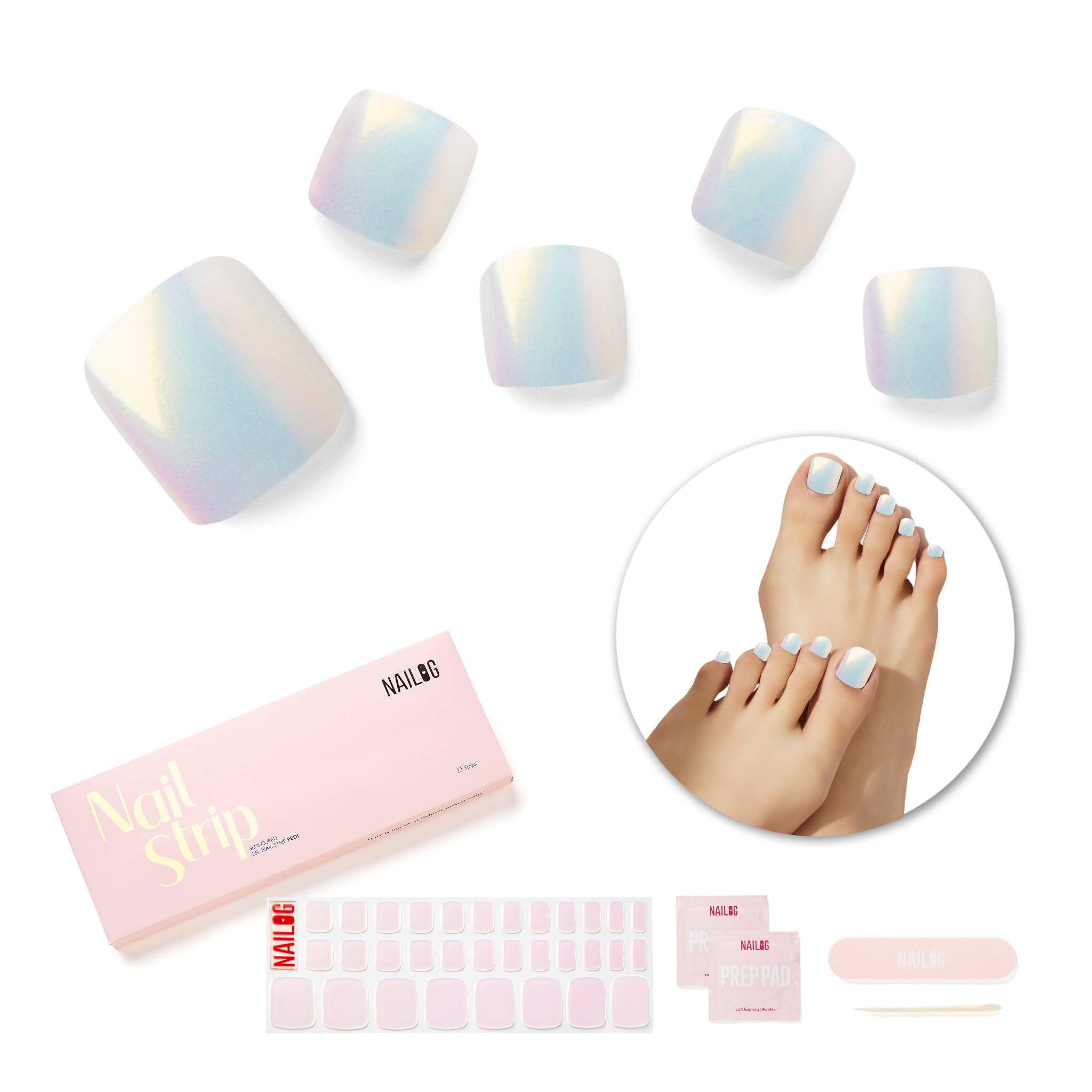 NAILOG front packaging showing Pink Moonlight kit and benefits