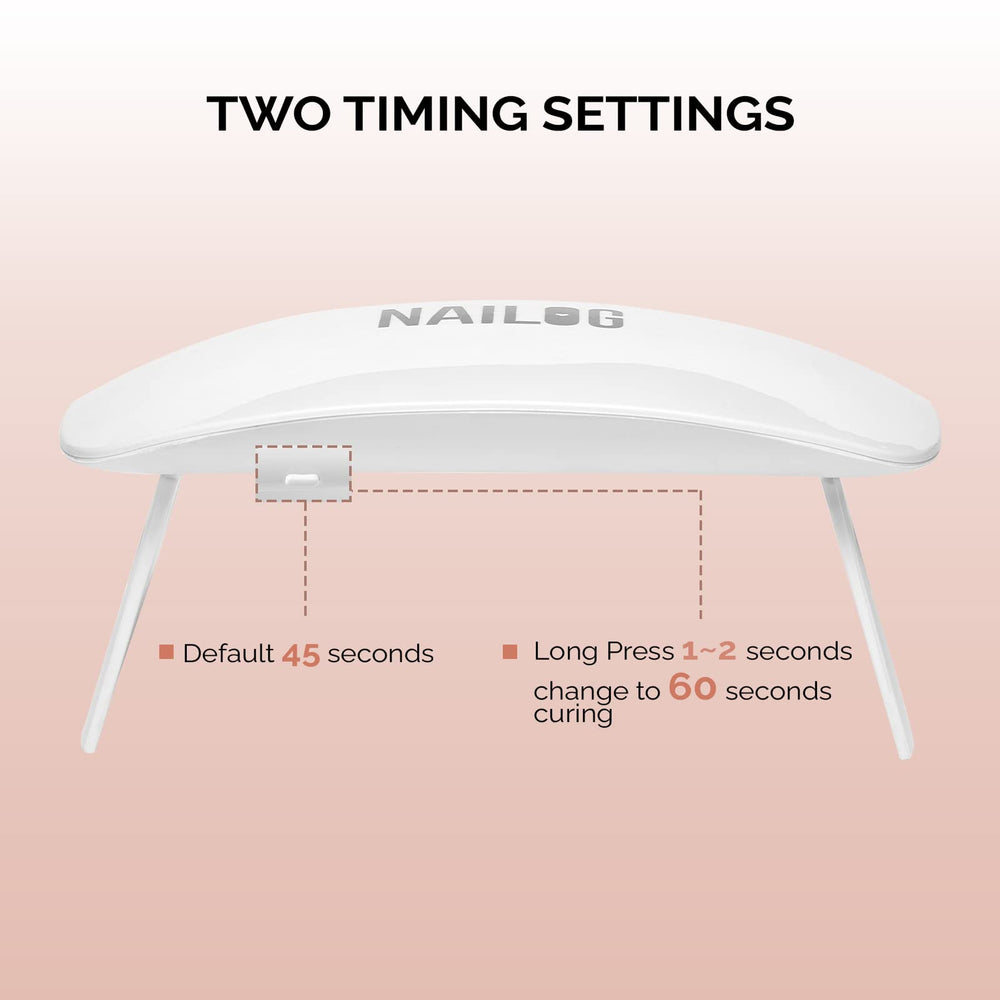 NAILOG held in hand to show scale and travel convenience and portability