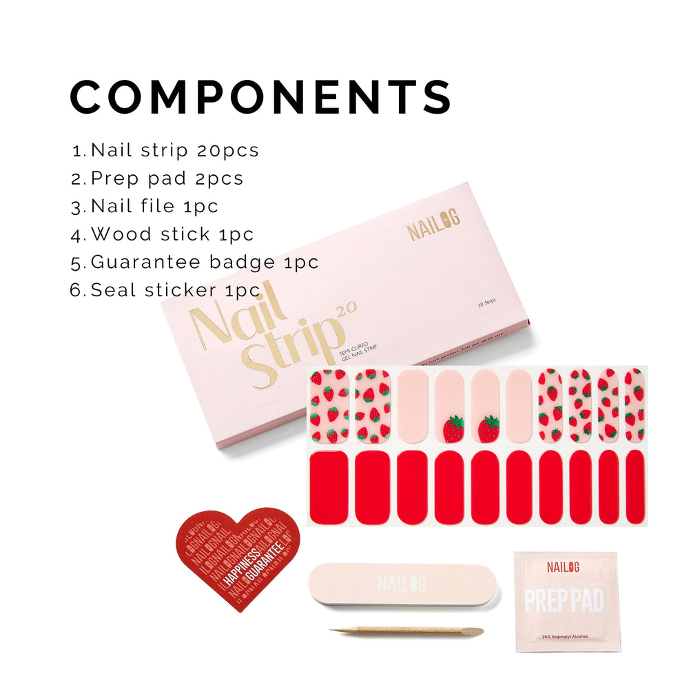 NAILOG kit contents with file and wipes showing easy full manicure setup