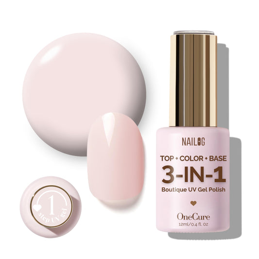 NAILOG front bottle showing light ballet pink shade and easy application