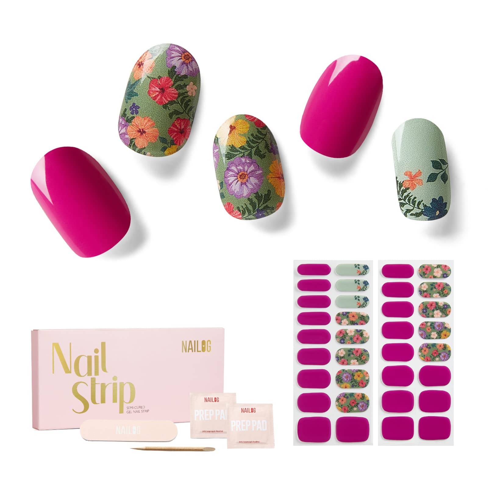 NAILOG front packaging showing Retro Jungle design and quantity benefit