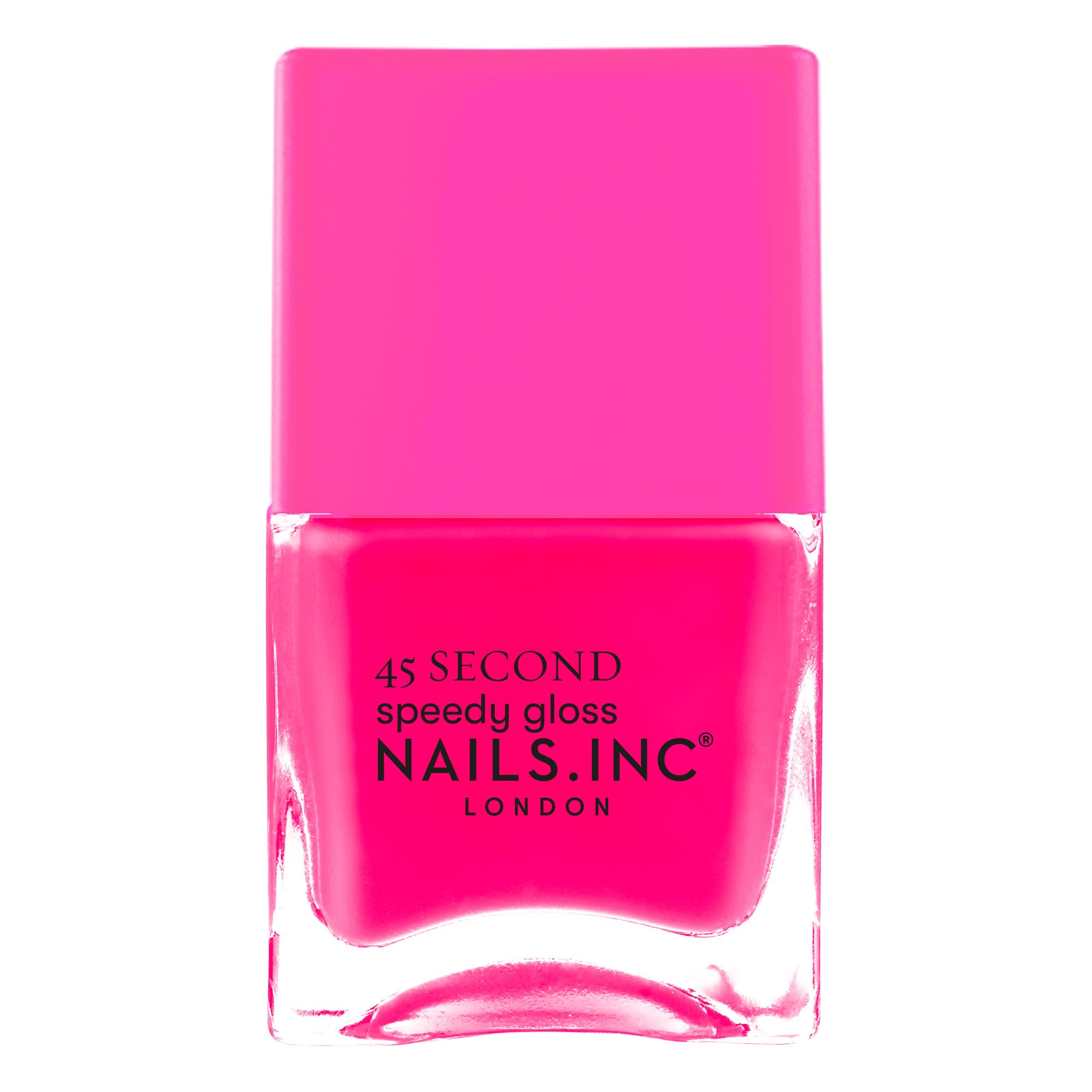 Nails Inc bottle front showing Blake neon pink and fast-dry benefit