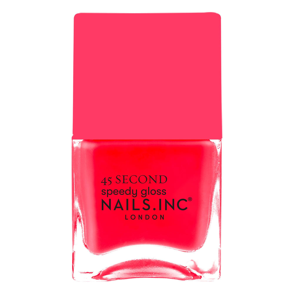 Nails Inc CHARLIE front bottle showing coral-pink shade and glossy finish