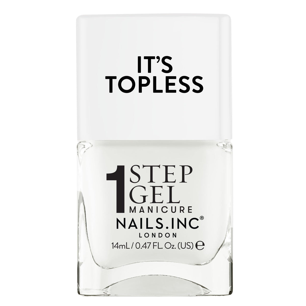 Nails Inc It’s Topless Emma front packaging showing glossy bottle and shade for easy identification