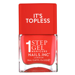 Nails Inc Jennifer front bottle showing coral-red color and glossy finish benefit