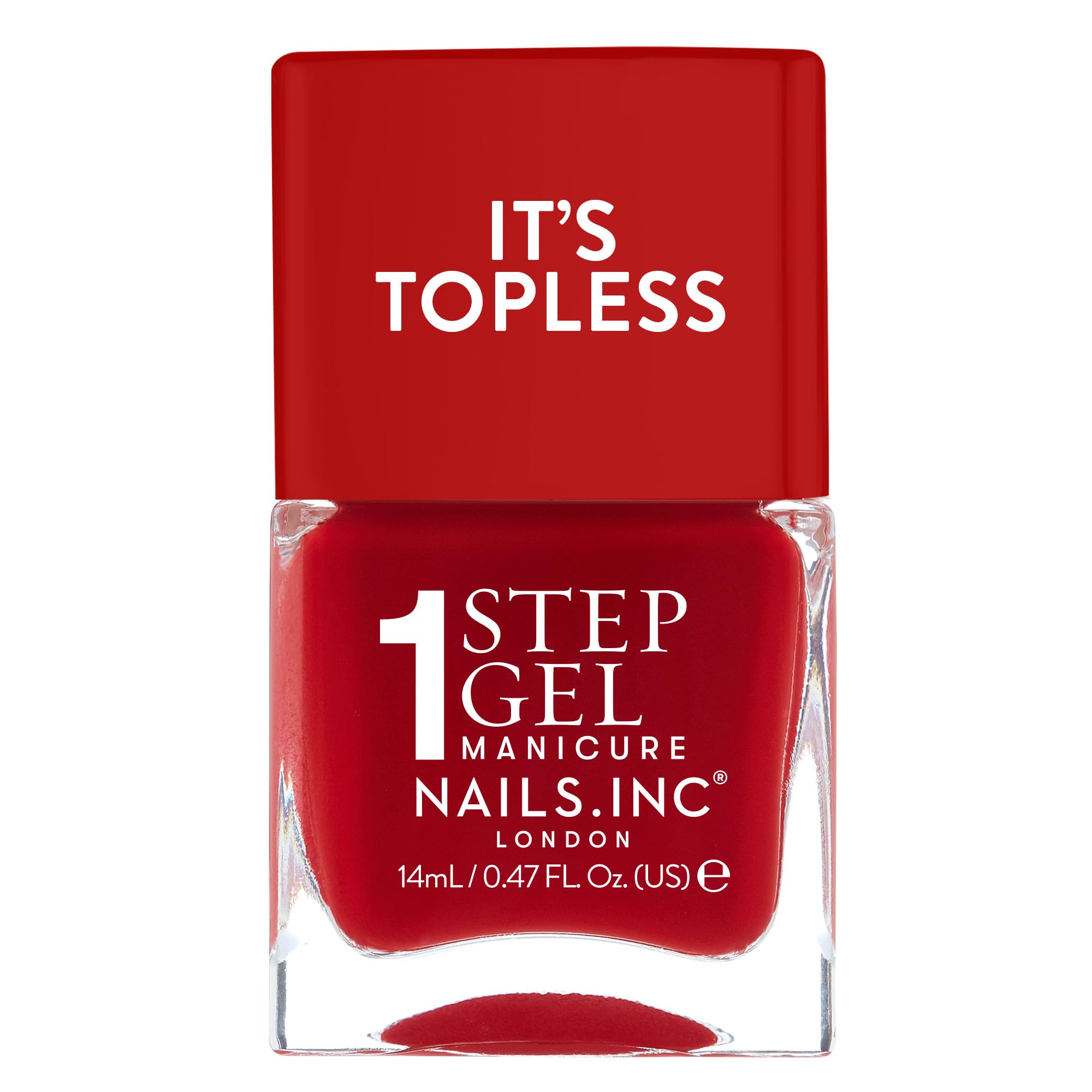Nails Inc Kendall front packaging displaying bold red shade and glossy finish