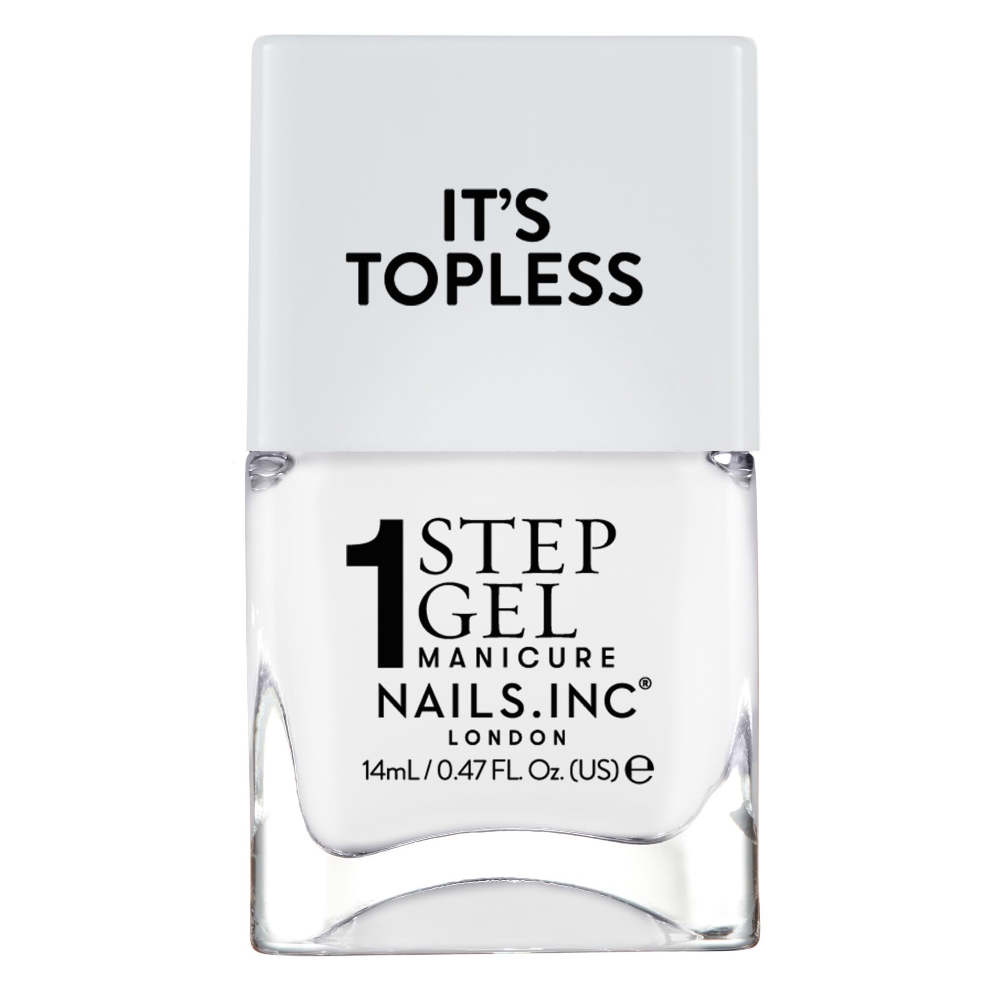 Nails Inc Reese front packaging showing bright white shade and glossy benefit