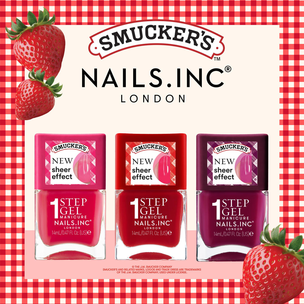 Nails Inc glossy texture close-up highlighting glass-particle shine benefit
