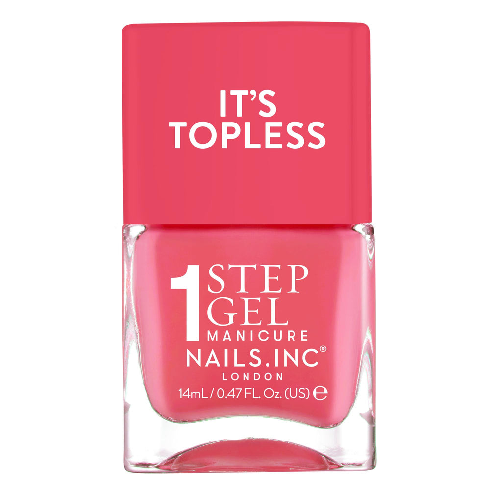 Nails Inc Sofia front bottle showing coral color and multi-use benefit
