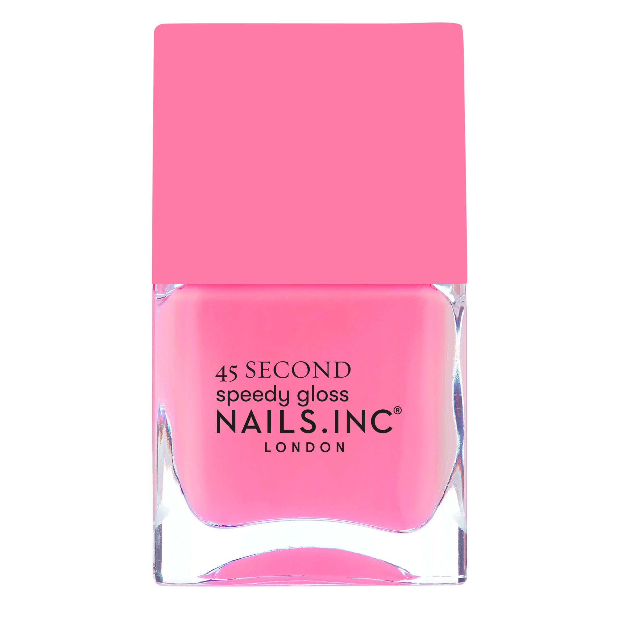 Nails Inc Taylor front packaging showing neon pink polish and glossy finish