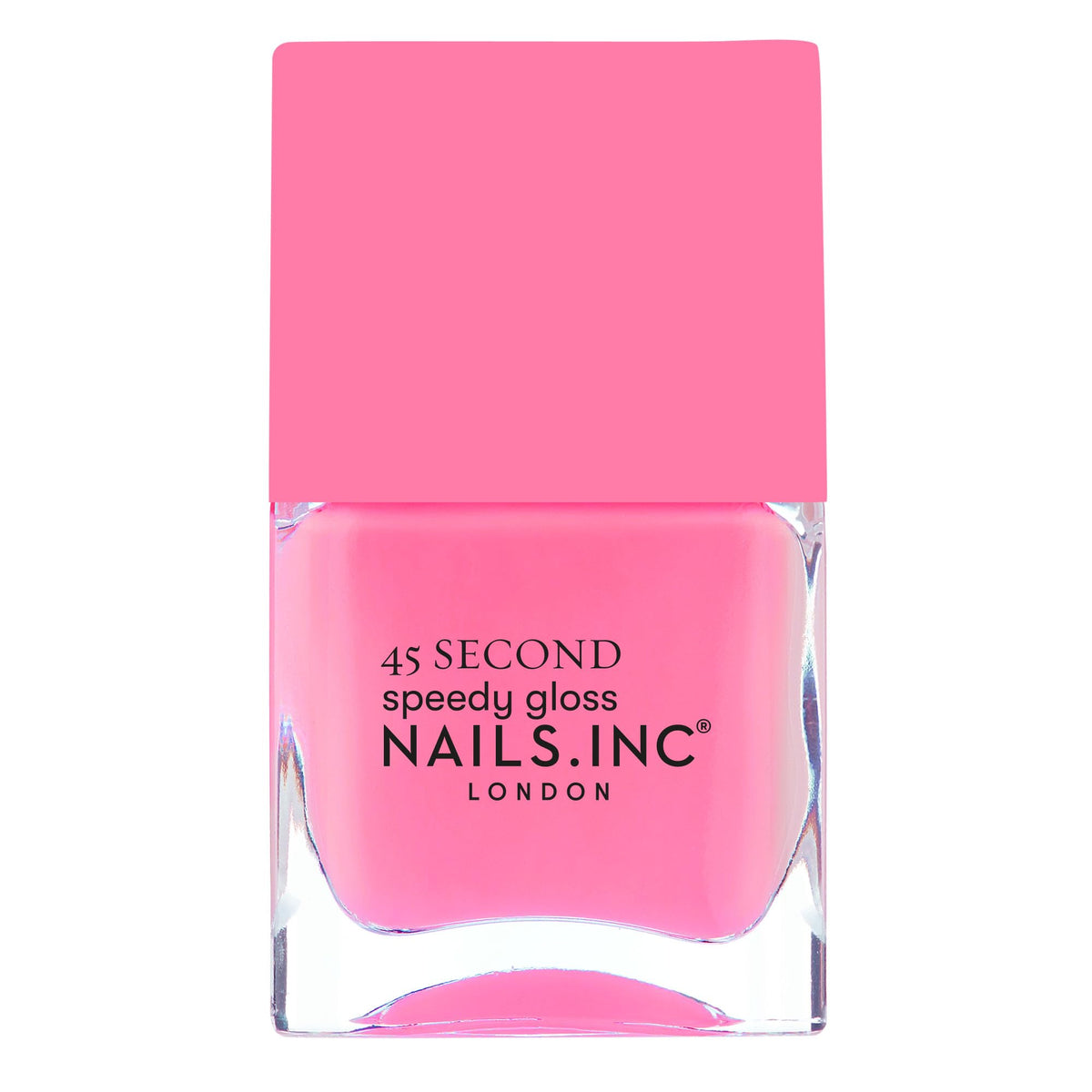 Nails Inc Taylor front packaging showing neon pink polish and glossy finish