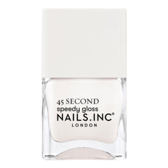 Nails Inc Willa front bottle showing glossy bright white polish and fast-dry benefit