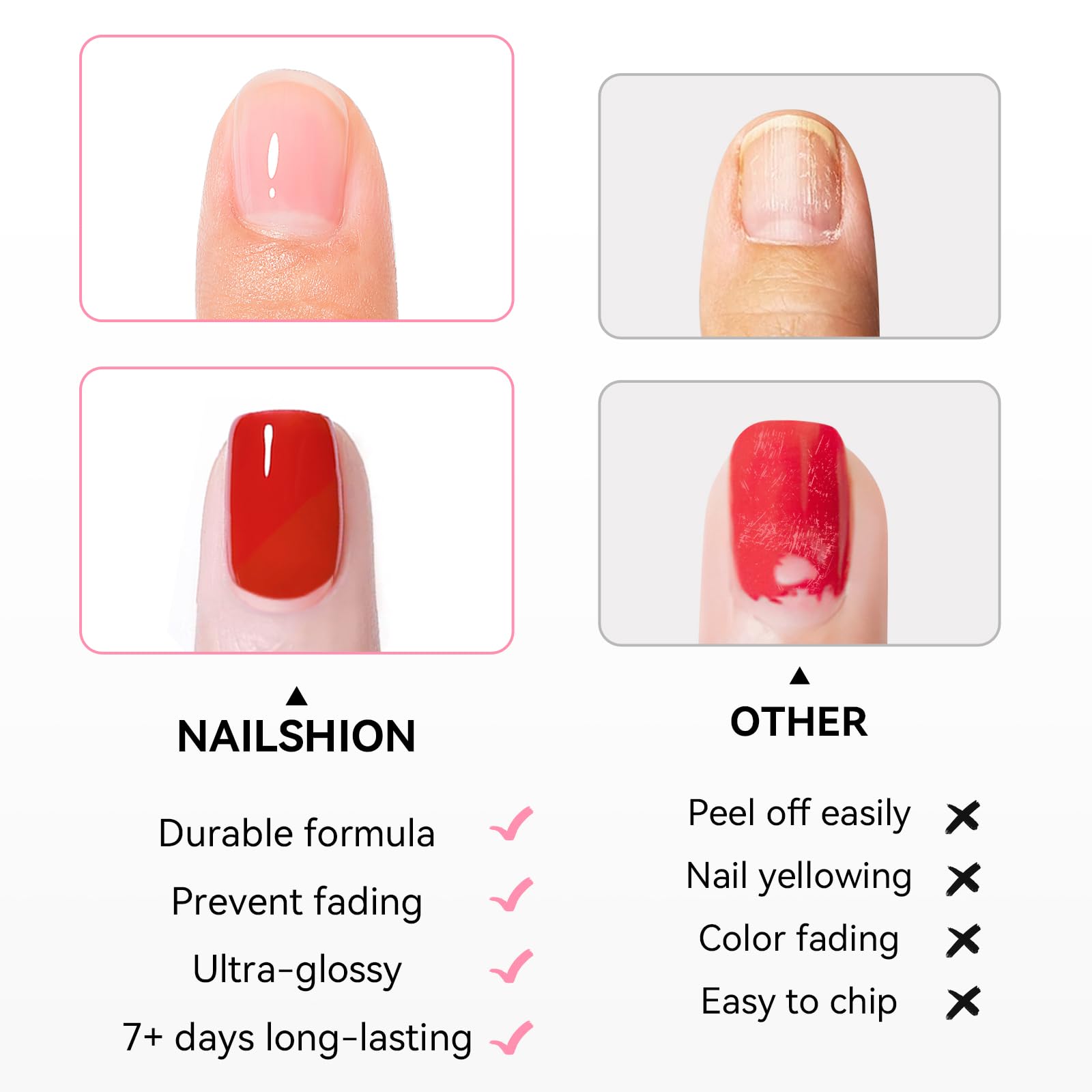 Nailshion application on natural nail demonstrating easy brush