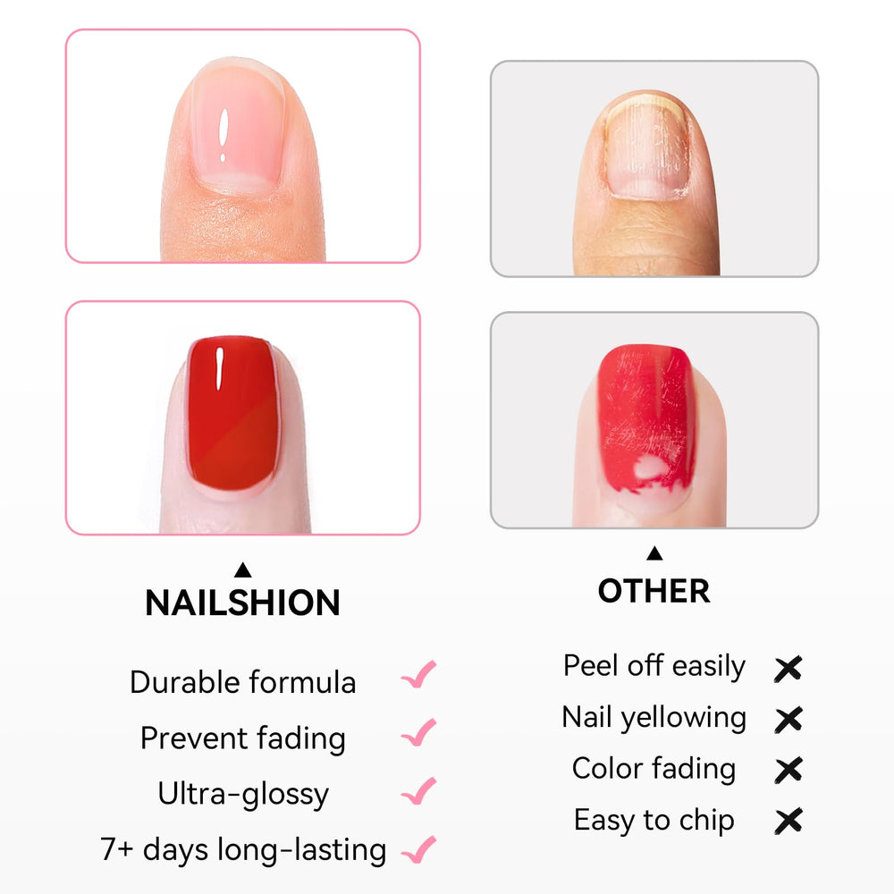 Nailshion application on natural nail demonstrating easy brush