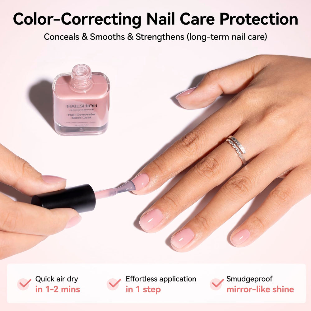 Nailshion before and after nails image shows reduced yellowing and improved appearance