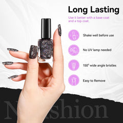 Applying Nailshion polish to a nail illustrating smooth, streak-free coverage