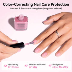 Nailshion bottle beside a coin showing compact 15ml size benefit