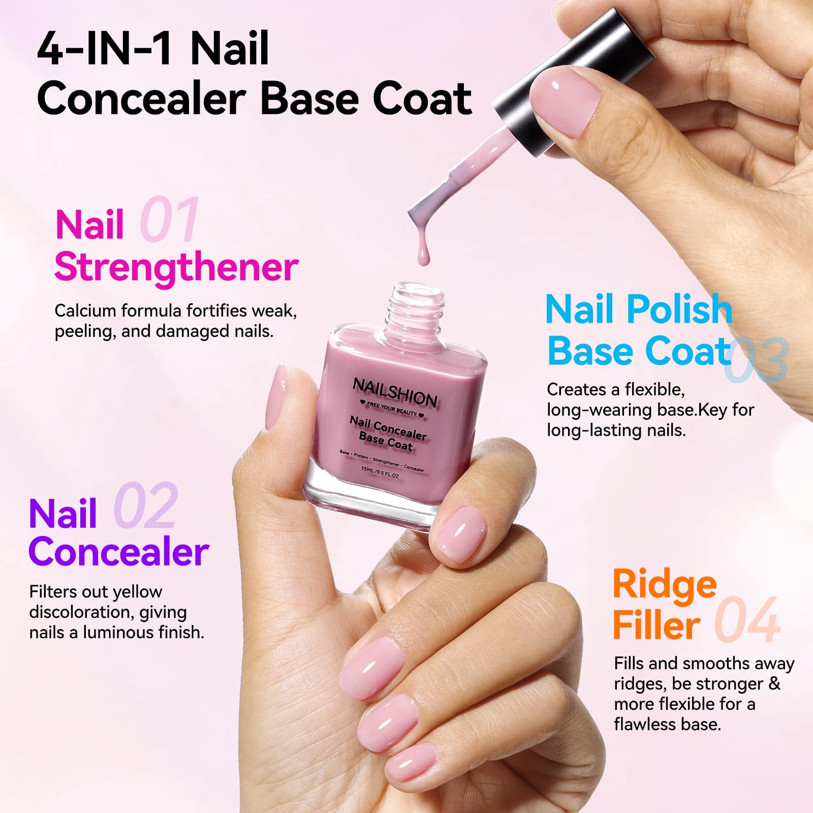 Nailshion brush and cap detail delivering smooth, easy application benefit