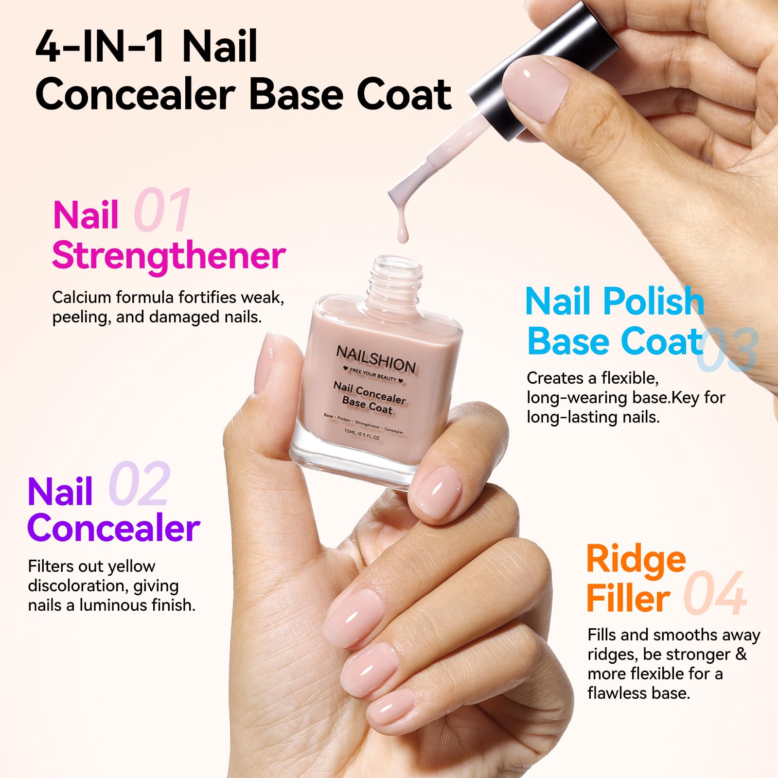 Nailshion brush and cap detail demonstrating smooth, even application