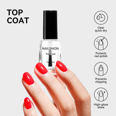 Nailshion clear top coat brush with glossy streak and shine