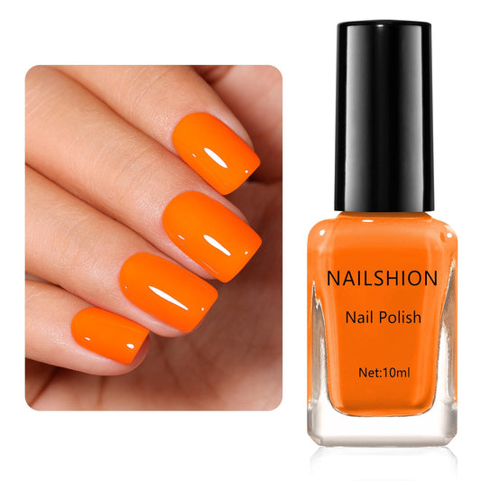 Nailshion front bottle showing vibrant orange shade and glossy finish