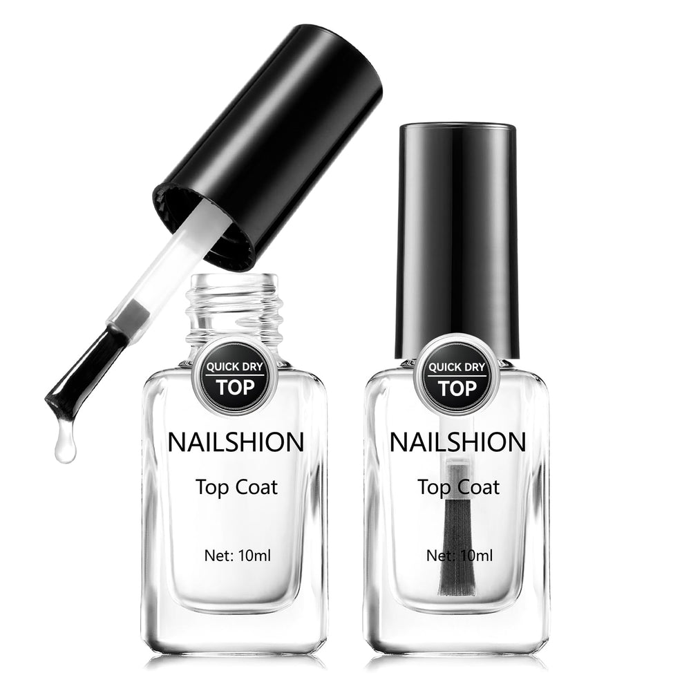 Nailshion front packaging two-pack showing bottles and high shine benefit