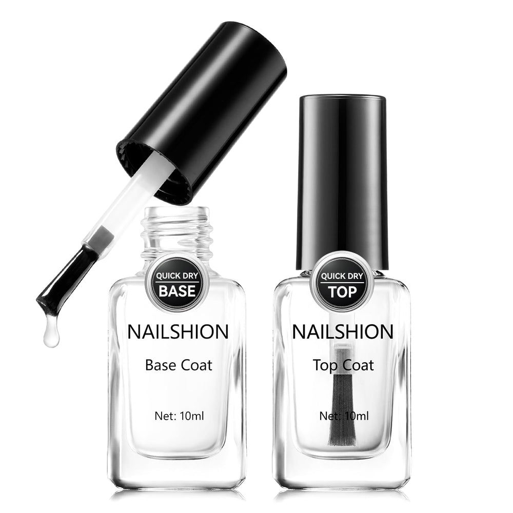Nailshion front packaging showing both clear coat bottles and set benefits