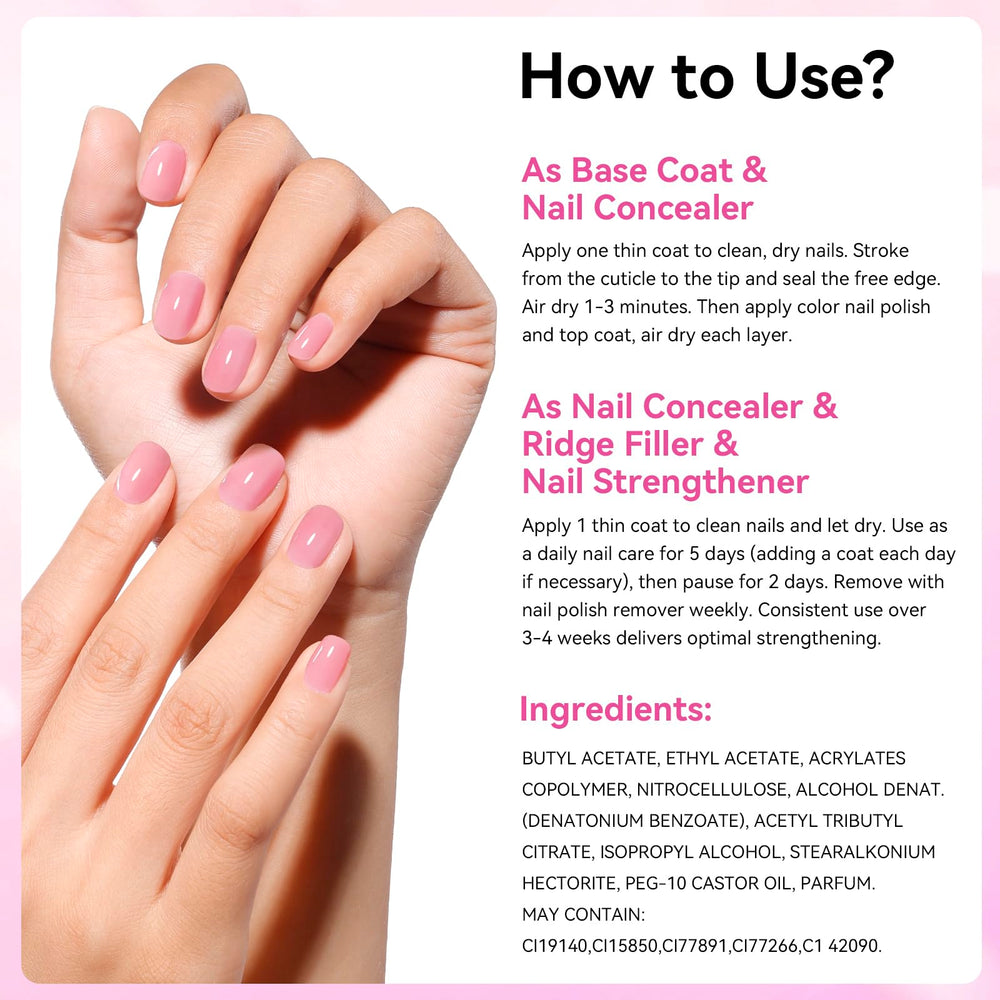 Nailshion ingredient label with icons highlighting plant-based nourishment