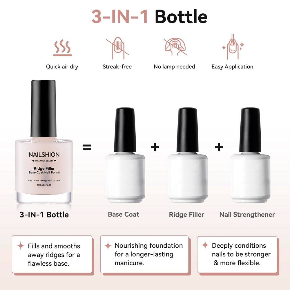 Nailshion label close-up highlighting protein and VE ingredients for nourishing nails