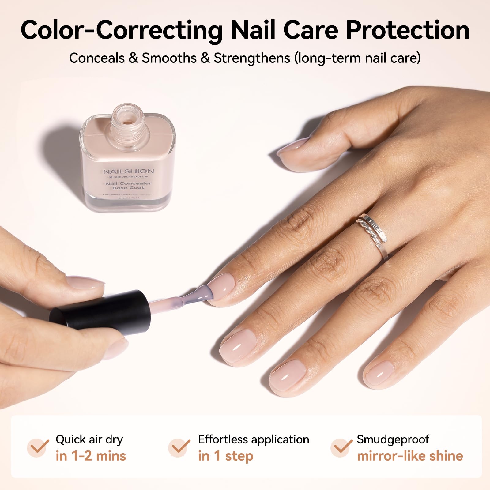Nailshion label ingredient list highlighting biotin and vitamin E benefits