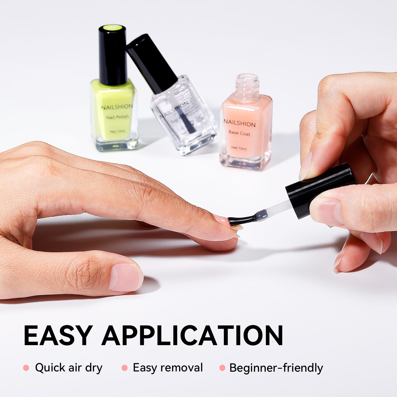 Nailshion set beside manicure tools on desk, ideal for quick at-home salon results