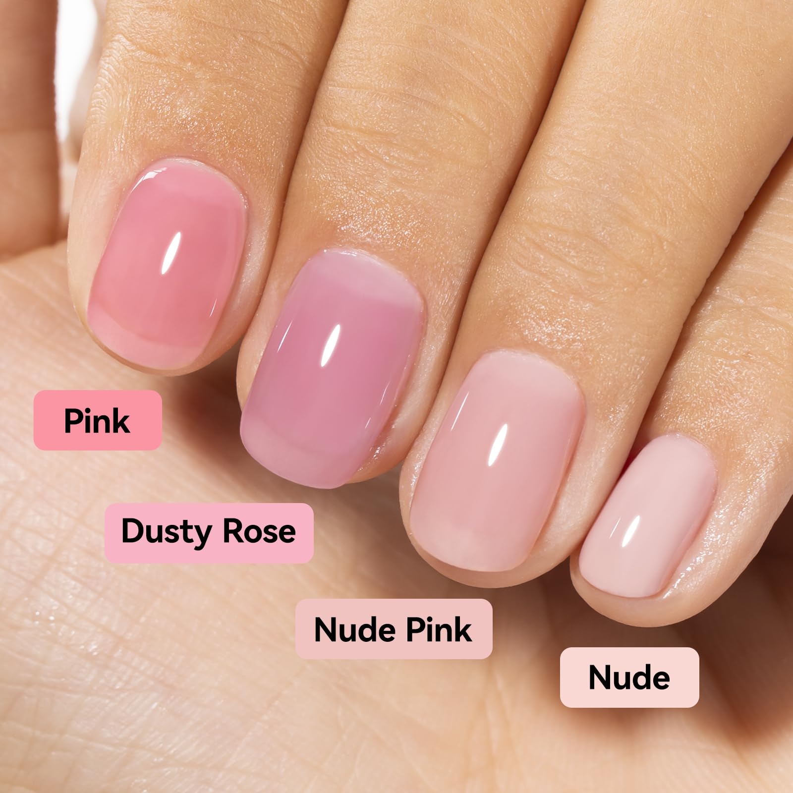 Nailshion lifestyle shot hand on marble showing natural, polished look