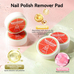Nailshion open container with soaked pad ready for quick polish removal