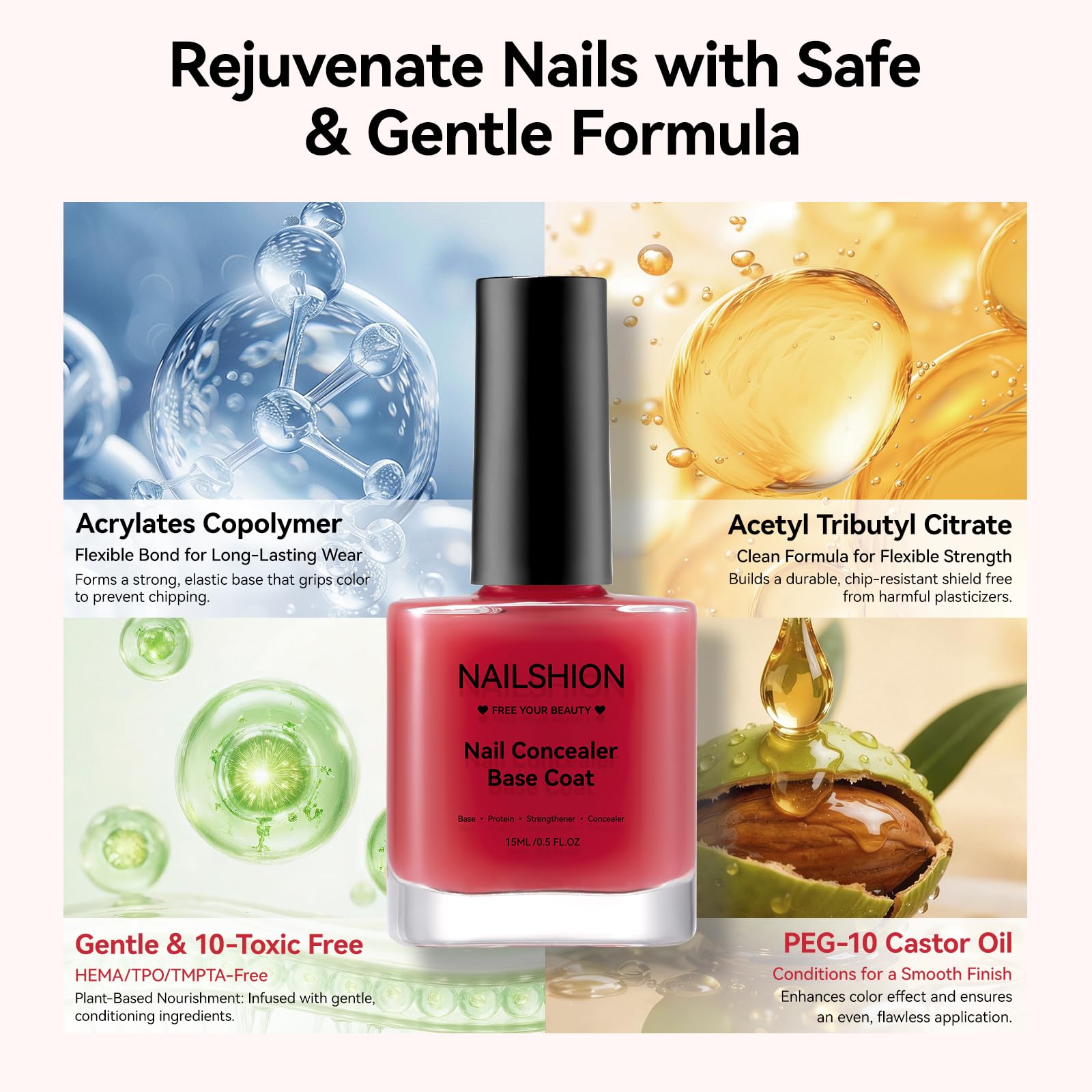 Nailshion 15ml bottle next to coin to show compact travel-friendly size