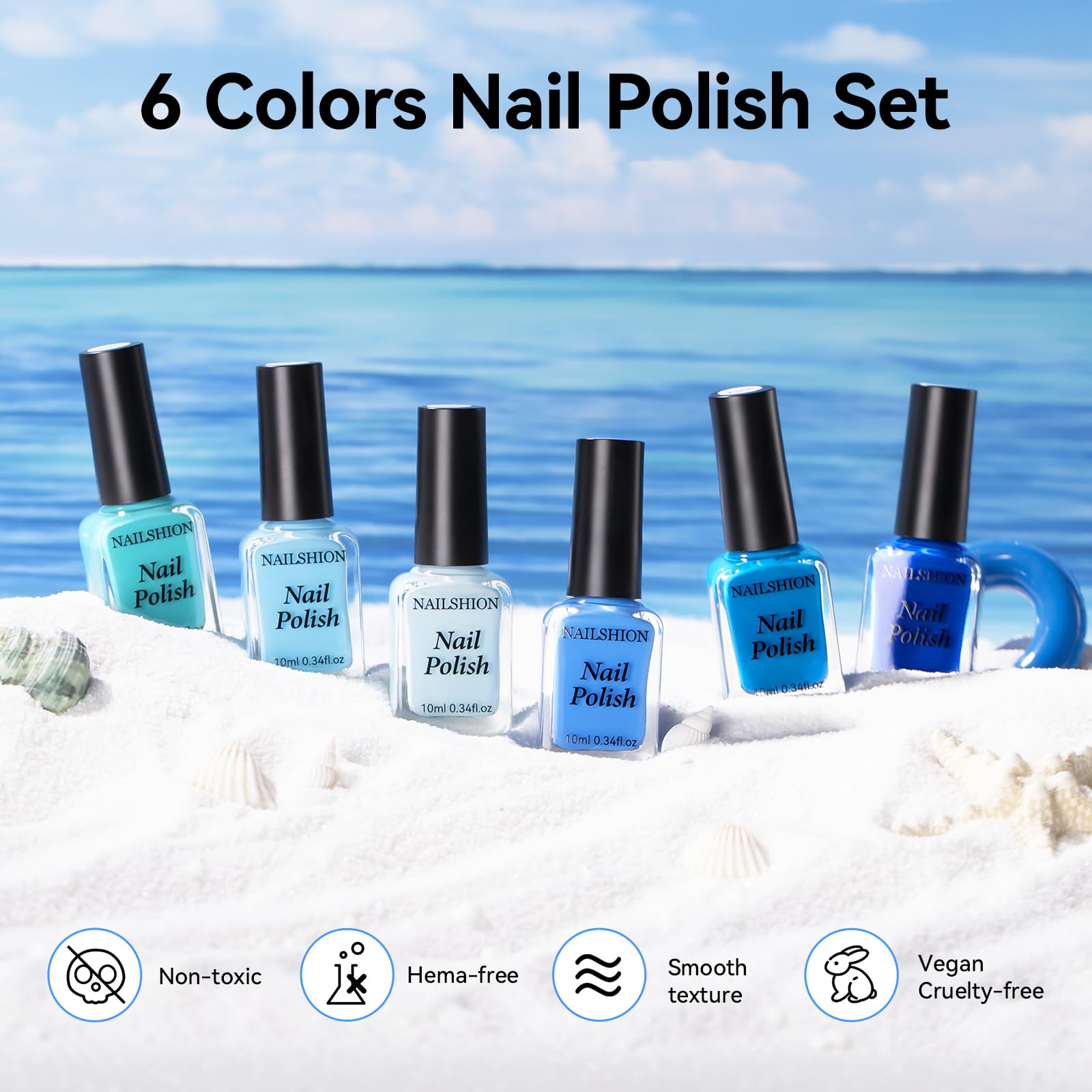 Nailshion polish next to hand to show bottle size and application control