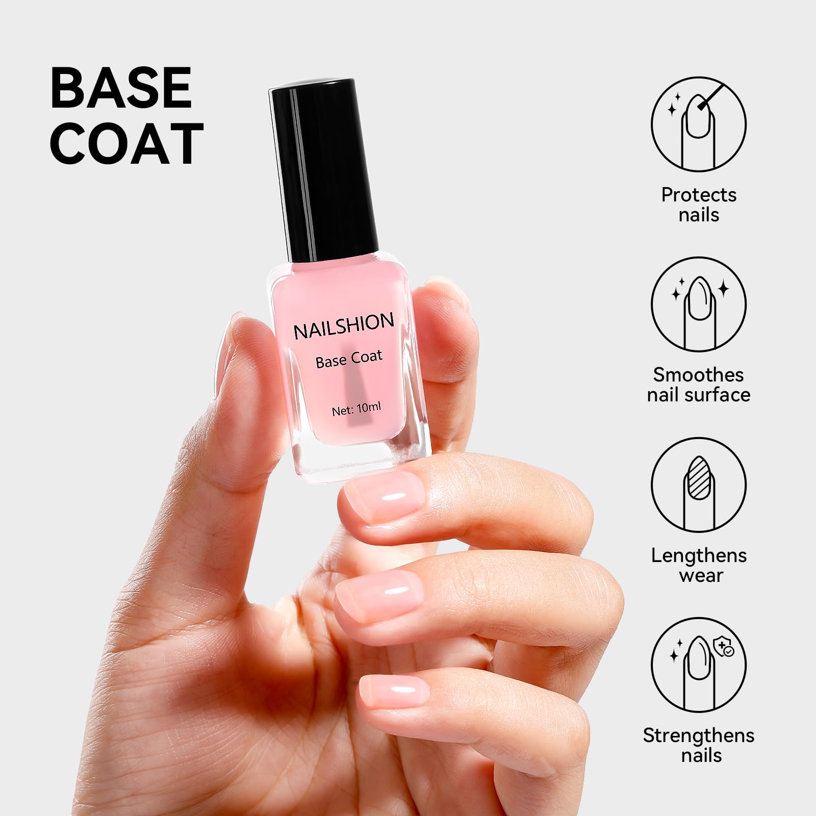 Nailshion sheer pink base brush stroke showing smooth coverage
