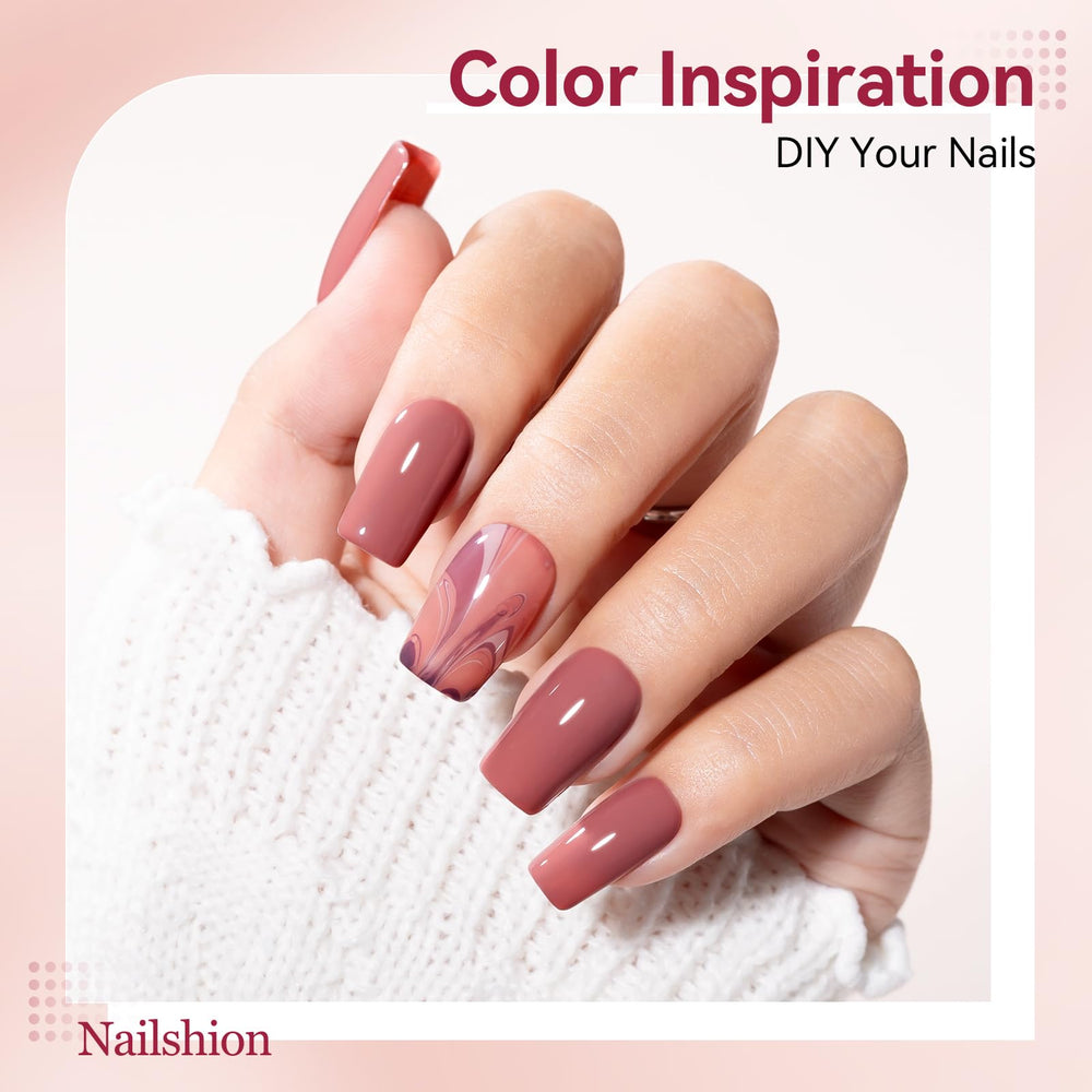 Nailshion single nail manicure displaying glossy finish and concealed imperfections