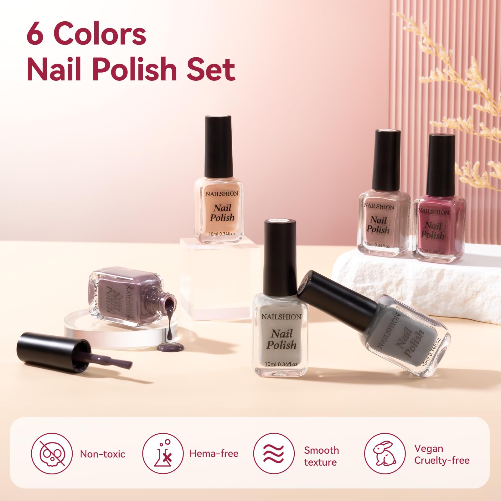 Nailshion size scale with hand holding bottle to show true product dimensions