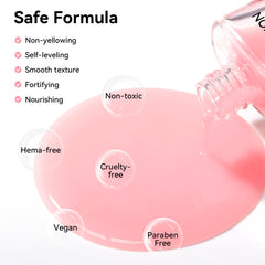 Nailshion size comparison in hand to show compact, travel-friendly bottle