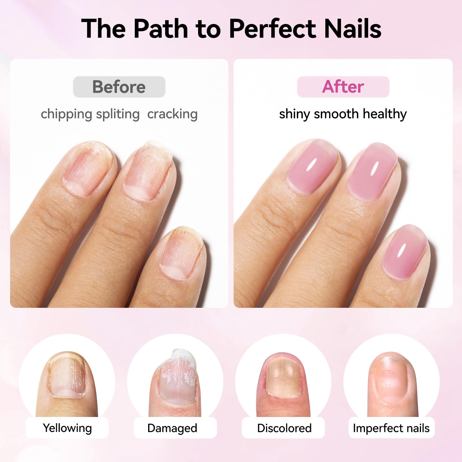 Nailshion texture close-up revealing milky finish that conceals ridges