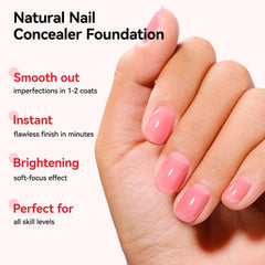 Nailshion texture close-up showing smooth, ridge-filling milky finish