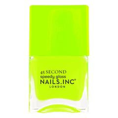 Nails Inc Daisy front bottle showing neon green polish and glossy result