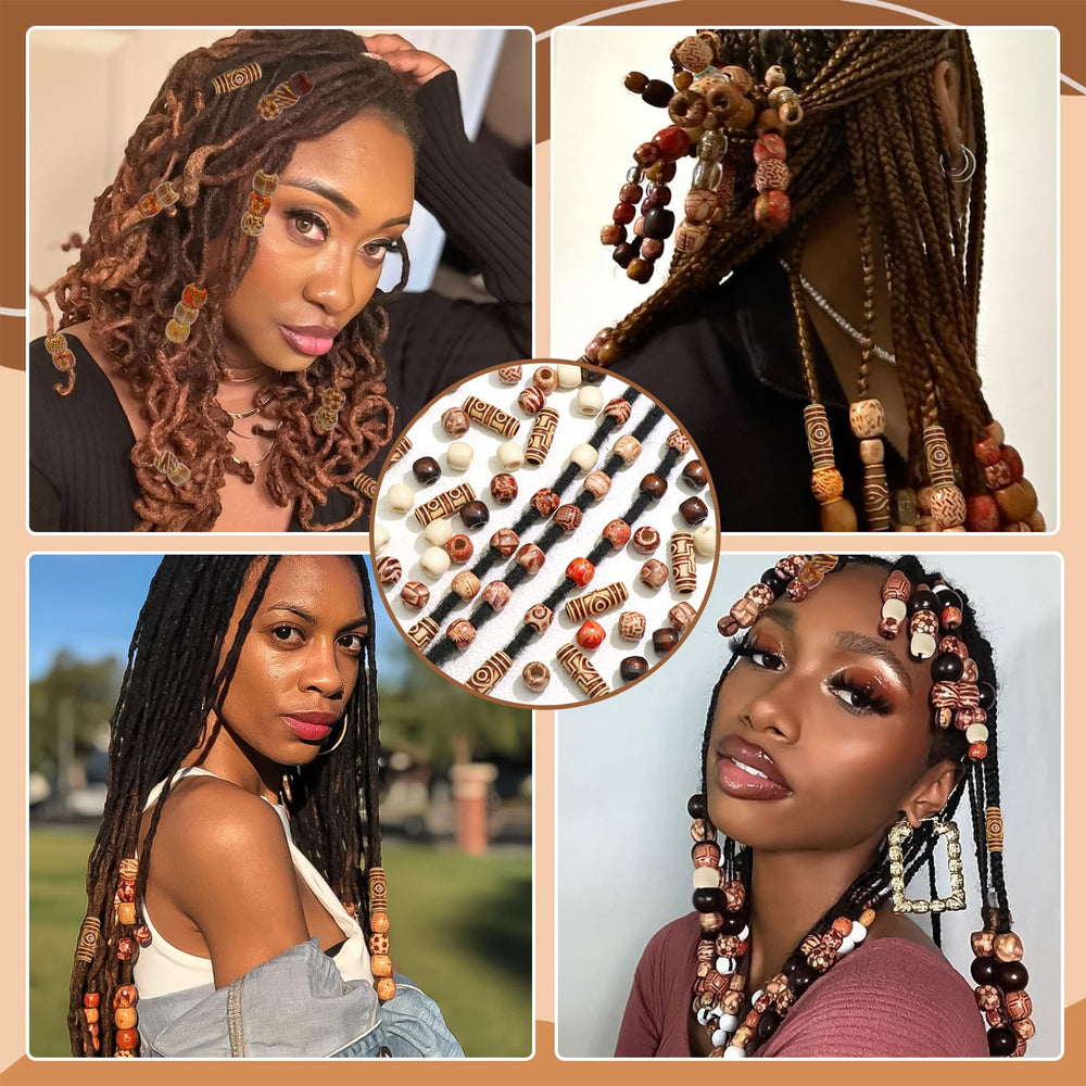 NAISKA wooden bead in a braided beard showing subtle detail benefit polished look