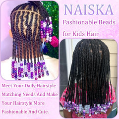 NAISKA beads finishing a child’s ponytail for playful charm