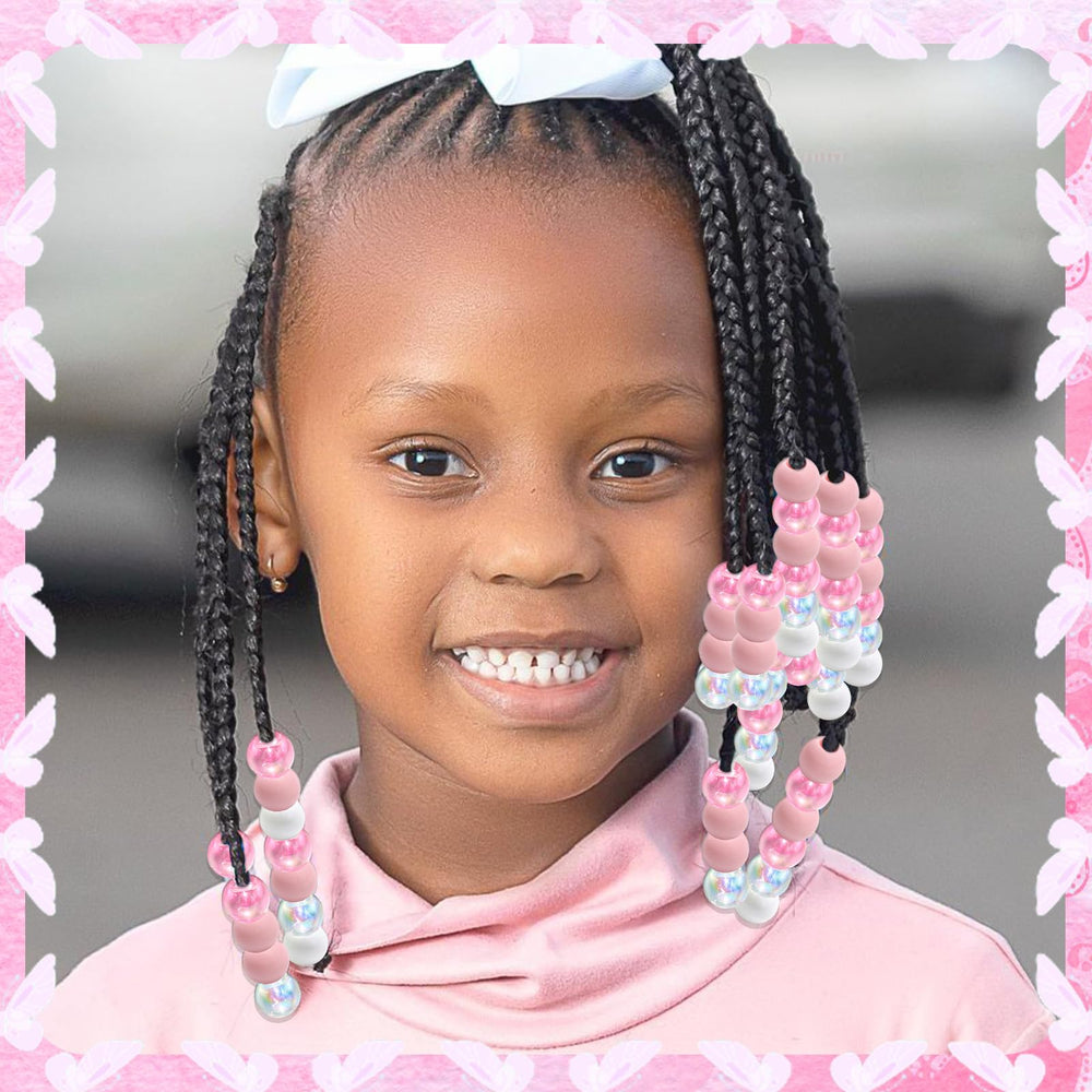 NAISKA beads threaded on a toddler braid adding playful color and secure hold
