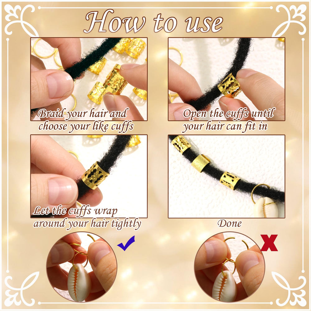 NAISKA shell charm clipped onto a braid demonstrating styling versatility benefits