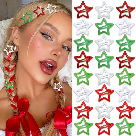 NAISKA front packaging showing 24 Christmas star hair clips and festive colors
